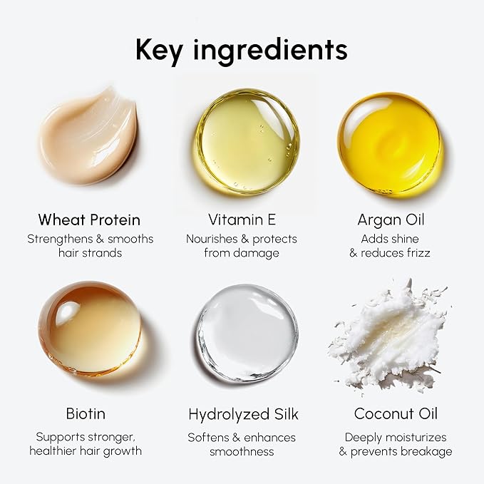 MAREE Hair Serum for Dry and Curly Hair Gloss – Hair Oil for Frizzy Hair with Argan Oil, Keratin & Biotin – Frizz Control Hair Care Products for Women – Aceite Para el Cabello – Keratin Hair Treatment