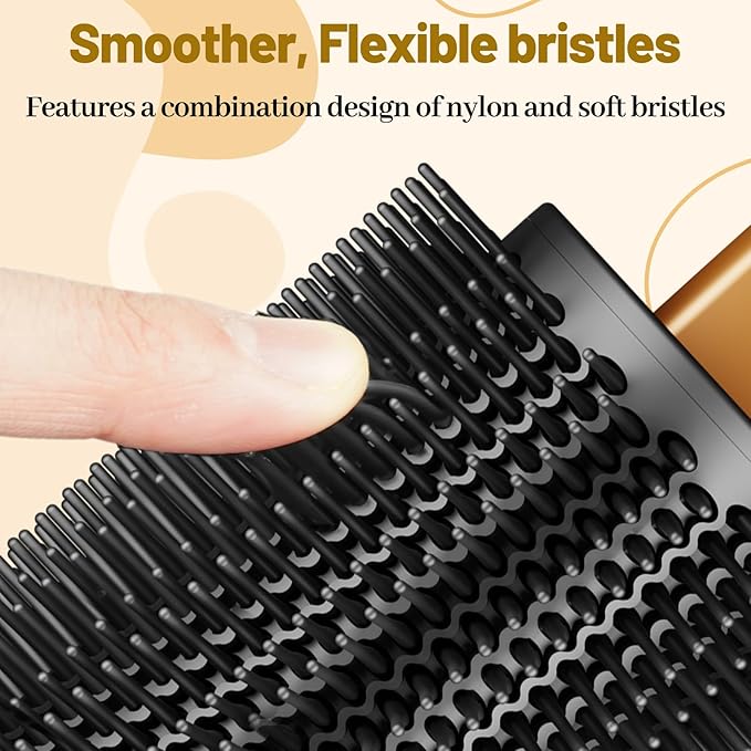 Upgraded Large Round Volumizing Brush for Dyson Airwrap Attachments, 3-Inch Large Barrel Round Brush Attachment Compatible with Airwrap HS01/05/08, Flexible Bristles for Volume Smooth Curling