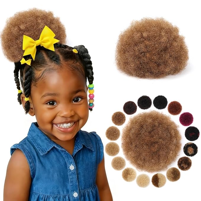 Human Hair Ponytail for Black Women #04 Medium Brown Small 4c Human Hair Kinky Curly Durable Natural Soft and Smooth Clip On Drawstring Ponytail