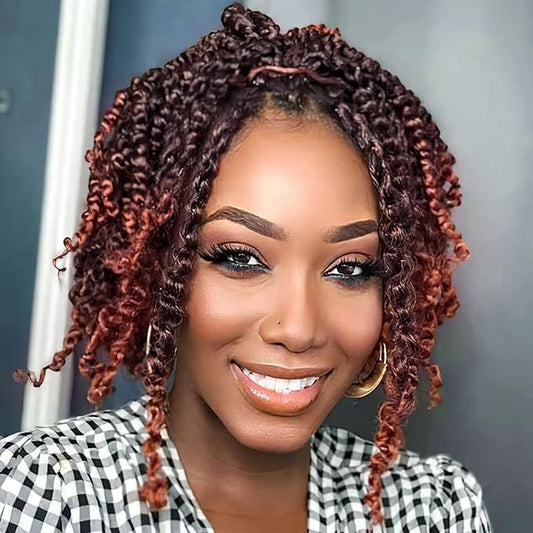 Passion Twist Hair - 8 Packs 10 Inch Passion Twist Crochet Hair For Women, Crochet Pretwisted Curly Hair Passion Twists Synthetic Braiding Hair Extensions (10 Inch 8 Packs, T350)