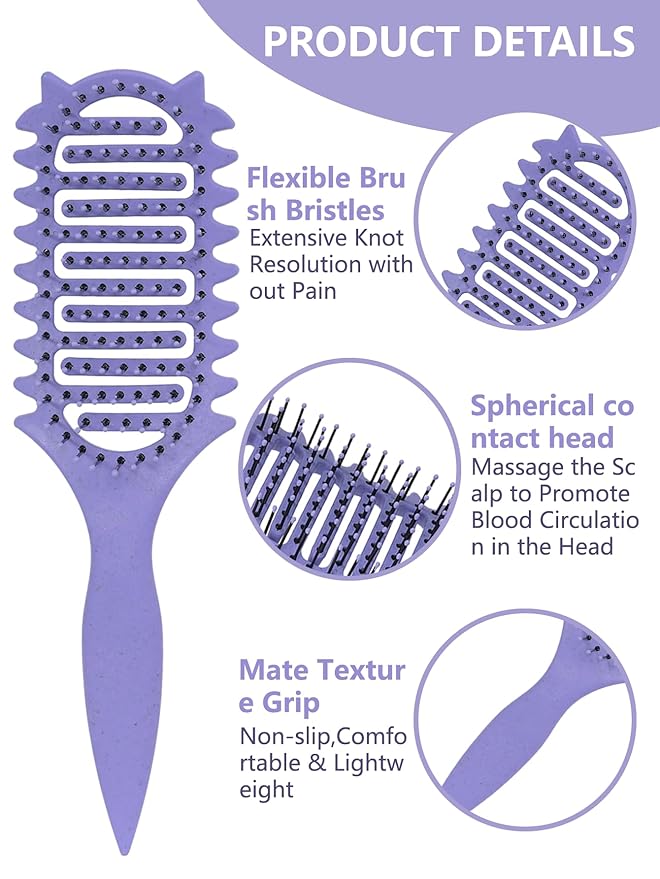 Curl Defining Brush for Curly Hair, 2025 Vented Detangling Brush for Wet, Curl Styling Brush for Women, Less Pulling, Defines & Shapes, Great Gift for Curly Hair Women (Purple)