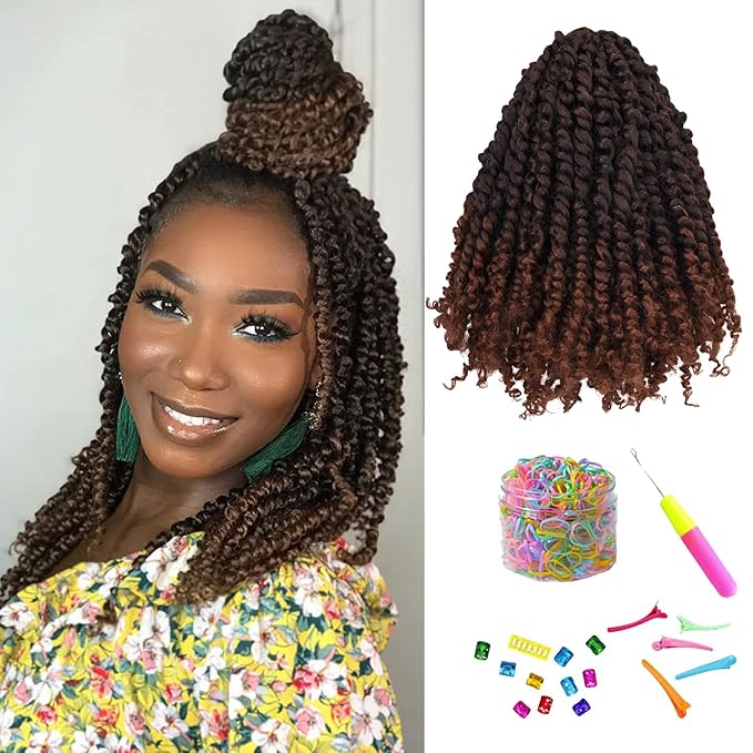 12 Inches 8 Packs Passion Twist Crochet Hair-Pre-twisted Passion Twists,Pre-Looped Crochet Braids Made Of Bohemian Hair Synthetic Braiding Hair Extensions (12 Inch(Pack of 8), T30)