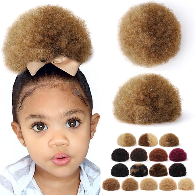 Afro Ponytail For Black Women #P4-27 Half Medium Brown Half Light Blonde Durable Natural Soft and Smooth Retro Kinky Curly Ponytail Wig