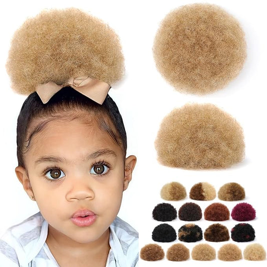 Afro Puff Extension for Black Women #18 Ash Blonde Brazilian Virgin Human Hair Durable Natural Soft and Smooth Retro Kinky Curly Ponytail Wig