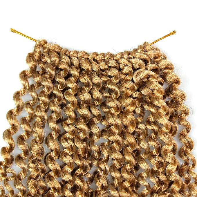 Dorsanee Ombre Blonde Passion Twist Hair 18 Inch 7 Packs Water Wave Crochet Hair Long Bohemian Curly Braiding Hair for Butterfly Locs, Faux Locs, Boho Style Spring Twist Crochet Braids (27/613#)