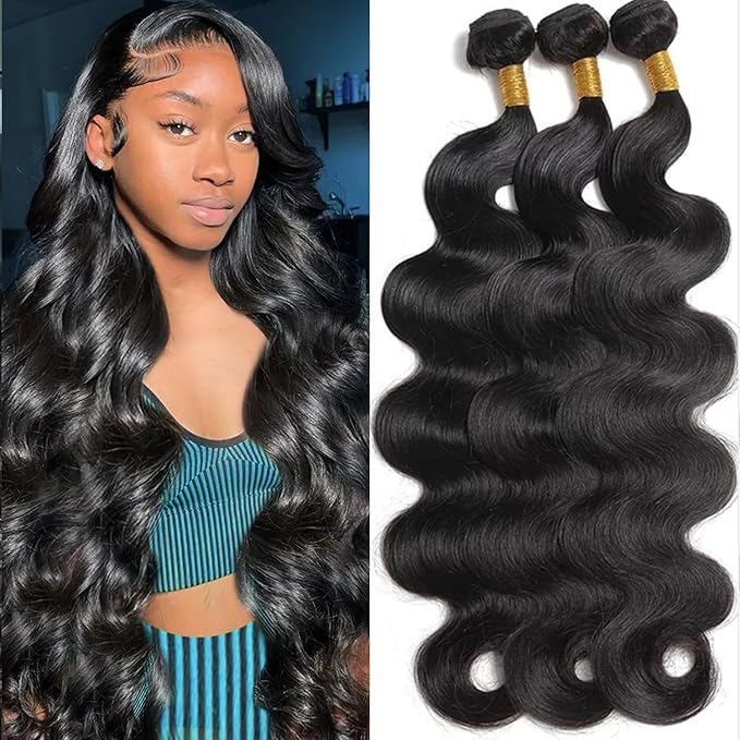 12A Human Hair Bundles Body Wave 100% Unprocessed Brazilian Virgin Hair 3 Bundles Human Hair Extensions Quick Weave Human Hair (30 30 30 Inch)