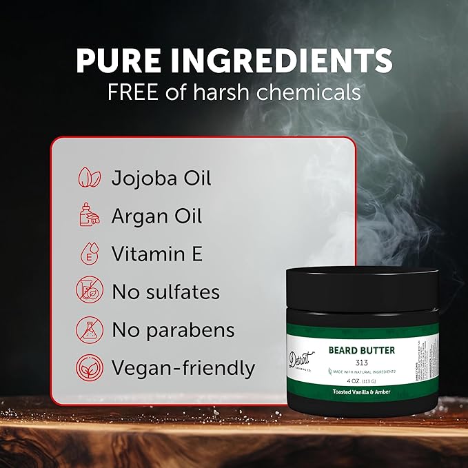 Detroit Grooming Co. Beard Butter for Men | Softens, Thickens & Hydrates with Safflower Oil & Shea Butter | 313 Scent, 4oz