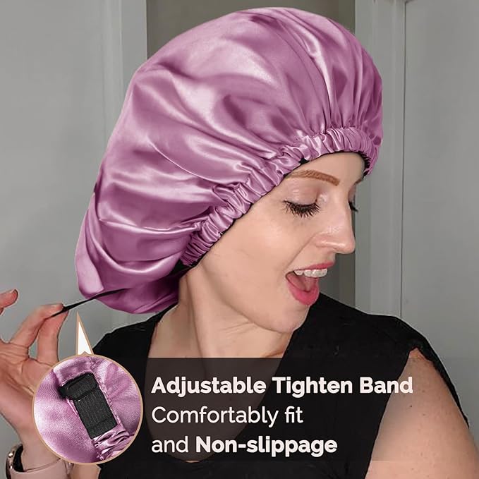 YANIBEST Silk Bonnet Satin Bonnet for Sleeping Women Men, Adjustable Double Layer Hair Bonnet for Curly Braids Reduce Frizz