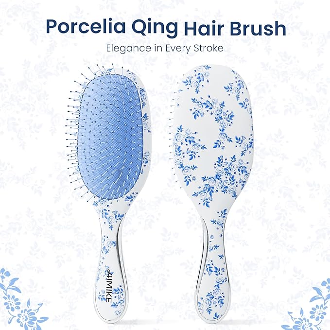 AIMIKE Porcelia Qing Detangler Brush, Pain-Free Detangling Brush with Soft FlexGlide Bristles, No Breakage or Pulling, Paddle Hair Brushes for Women Girls, Fast & Gentle Detangling for Thin Fine Hair