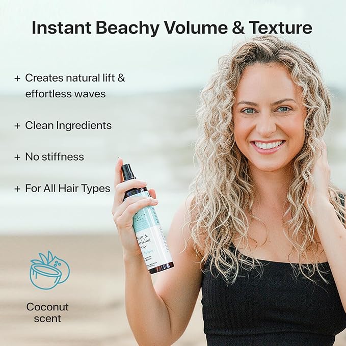 Beauty by Earth Sea Salt Spray for Textured Beach Waves & Volume - USA Made with Organic Ingredients, Texturing and Volumizing Spray for Fine Hair for Men & Women