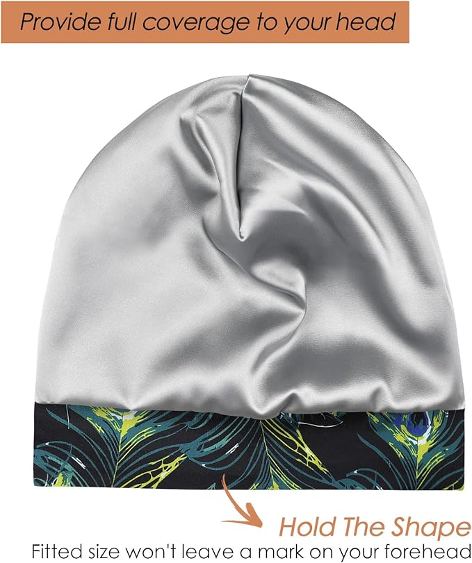 Adjustable Satin Lined Sleep Cap for Dreadlocks Curly Hair Large Head-Stay On Overnight