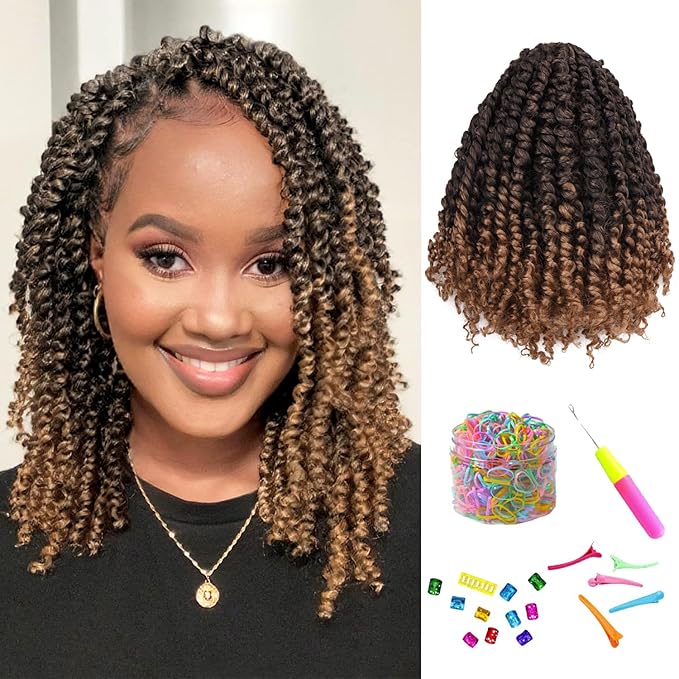 12inch 8packs Passion Twist Crochet Hair-Pre-twisted Passion Twists,Pre-Looped Crochet Braids Made Of Bohemian Hair Synthetic Braiding Hair Extensions (12 Inch(Pack of 8), T27)