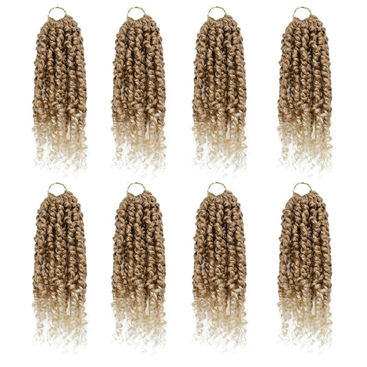 Passion Twist Hair - 8 Packs 10 Inch Passion Twist Crochet Hair For Women, Crochet Pretwisted Curly Hair Passion Twists Synthetic Braiding Hair Extensions (10 Inch 8 Packs, T27/613)
