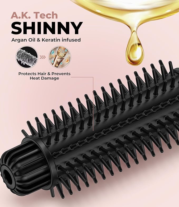 Farery 1.5 Inch Thermal Brush, Curling Iron for Smooth Bouncy Curls – Anti-Scald Hard Bristles, Lightweight, One-Button Start, Dual Voltage Travel Hair Tool with 360° Swivel Cord, 410°F Fast Heat