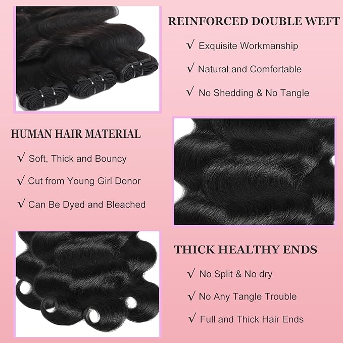 Human Hair 4 Bundles With 5x5 Hd Lace Closure 22 24 26 28+20 Inch Body Wave Human Hair 100% Unprocessed Brazilian Virgin Weave Bundles with Closure Natural Color