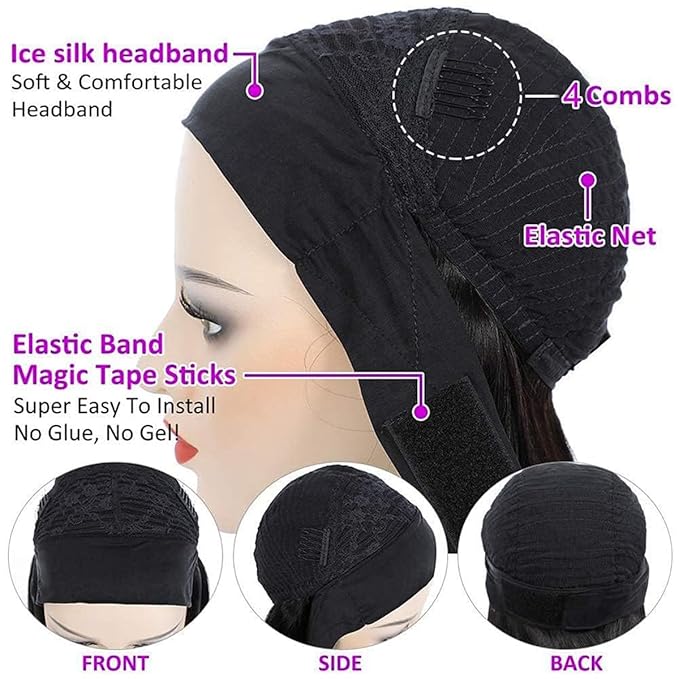 22 Inch Headband Wig Human Hair Water Wave Curly Human Hair Headband Wigs For Black Women Glueless None Lace Front Machine Made Wig 180% Density