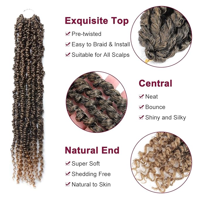 Passion Twist Hair - 8 Packs 24 Inch Passion Twist Crochet Hair For Black Women, Crochet Pretwisted Curly Hair Passion Twists Synthetic Braiding Hair Extensions(24 Inch 8 Packs, T27)