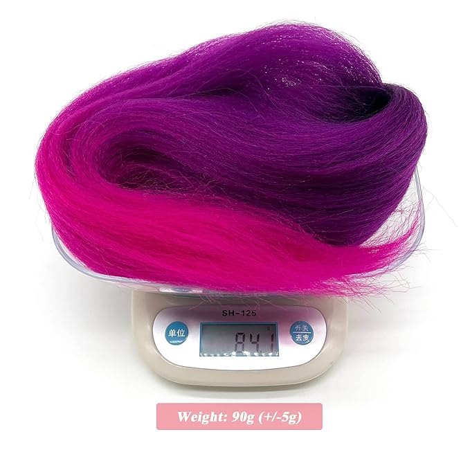 Pre Stretched Braiding Hair Black Purple Pink Ombre Braiding Hair Pre Stretched Prestretched 24 inch 3 pack Kids Micro Synthetic Colored Hair Extensions for Braids Crochet Hair