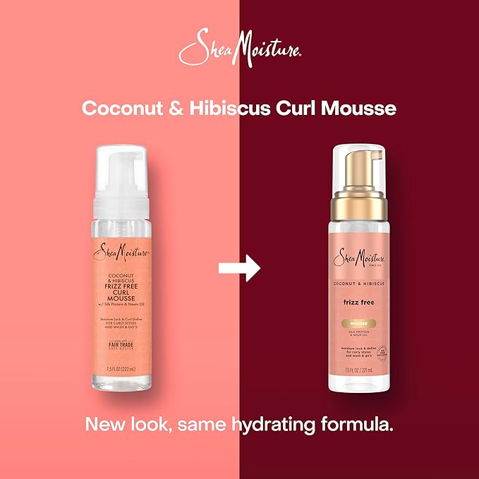 SheaMoisture Curl Mousse Coconut and Hibiscus for Frizz Control Styling Mousse with Shea Butter 7.5 oz