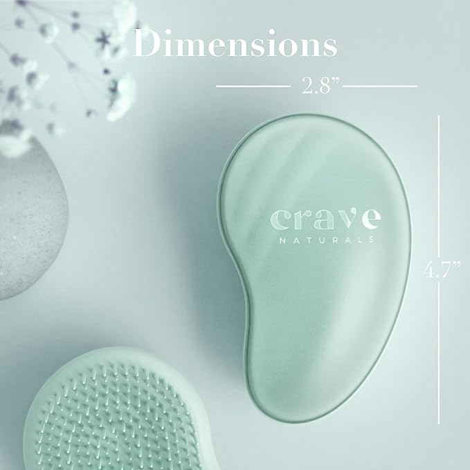 Crave Naturals Mini Detangler Hair Brush Turquoise – Glide Thru Hair Detangler Brush for Women, Kids & Toddlers – Gentle Scalp Care, No-Pain Tangle-Free Hairbrush for All Hair Types, Travel Hair Brush