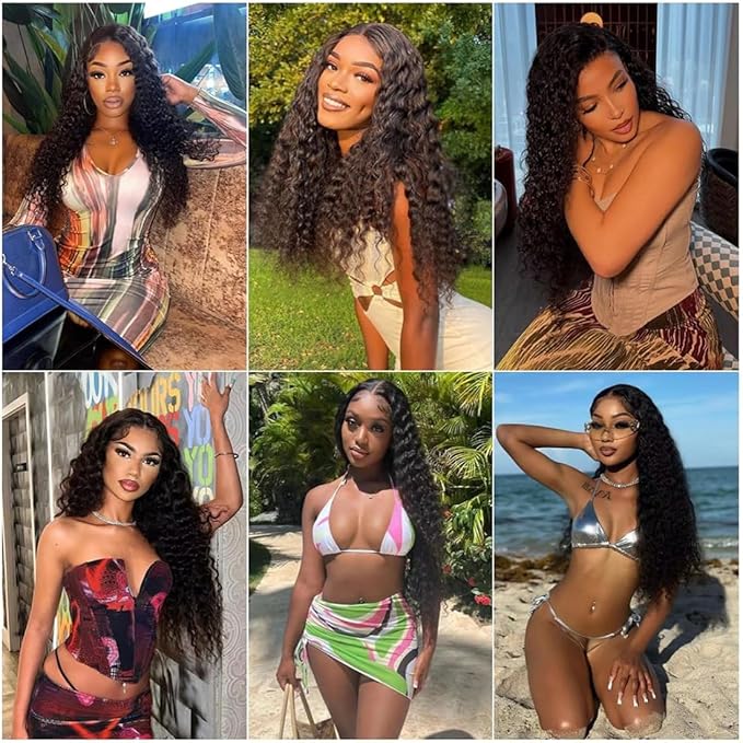 Human Hair Bundles Deep Wave Brazilian Weaves 12 14 16inch 12A 100% Unprocessed Virgin Deep Wave Quick Raw Human Hair 3 Bundles Deals Natural Black