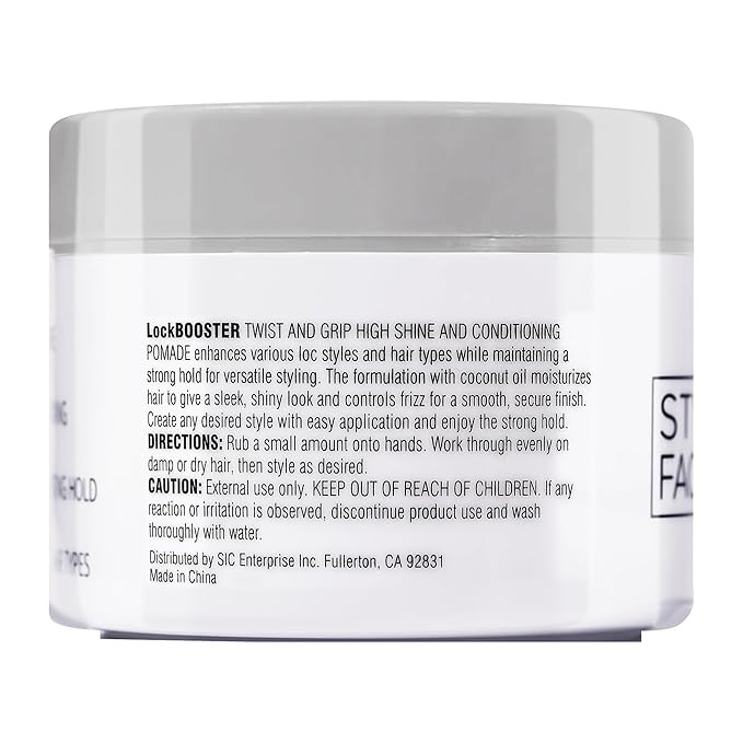 Style Factor Lock BOOSTER Twist & Grip Braid Gel (5 Oz.) with Coconut Oil — Strong Hold, Flake-Free, Frizz-Free Hair Braiding Gel for Defined & Long-Lasting Twists, Locs & Braids