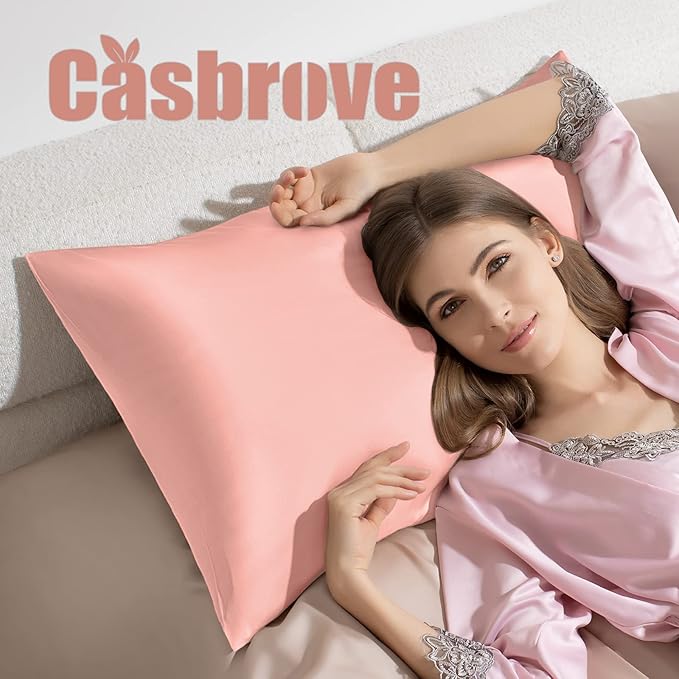 Silk Pillowcase for Hair and Skin Mulberry Silk Pillowcase Soft Breathable Smooth Both Sided Natural Silk Pillowcase with Zipper Beauty Sleep Silk Pillow Case 1 Pack for Gift(Queen,Baby Pink)