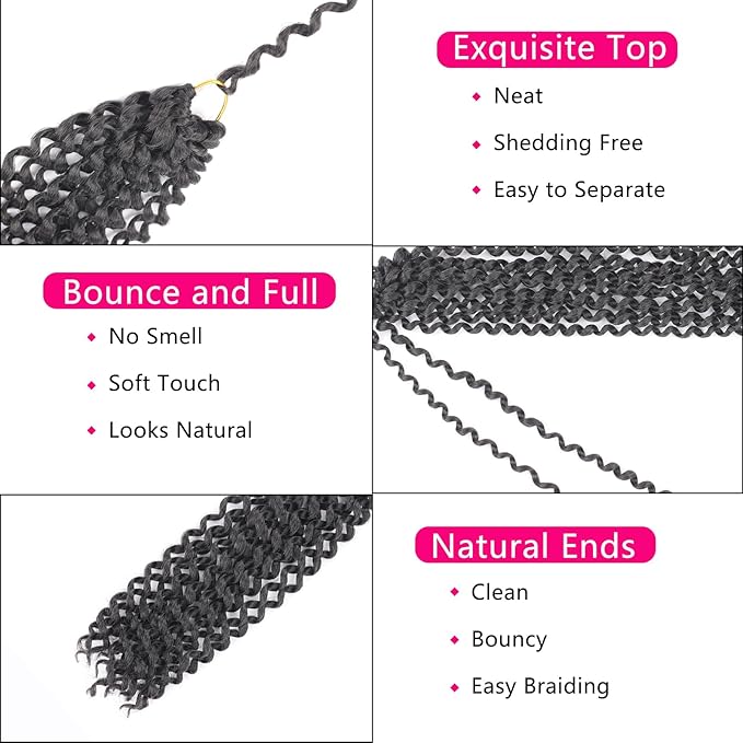Passion Twist Hair 14 Inch 7 Packs Water Wave Crochet Hair 2# Color Wrap Braiding Hair For Passion Twist Crochet Hair/Butterfly Locs/Spring Twist Crochet Braids Boho Hair Extension (14 Inch,2#)