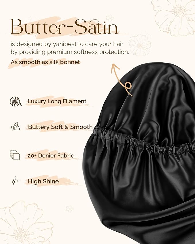 YANIBEST Long Bonnet Braid Bonnet for Sleeping Adjustable Satin Silk Bonnet for Braids Sleep Bonnet for Women Locs
