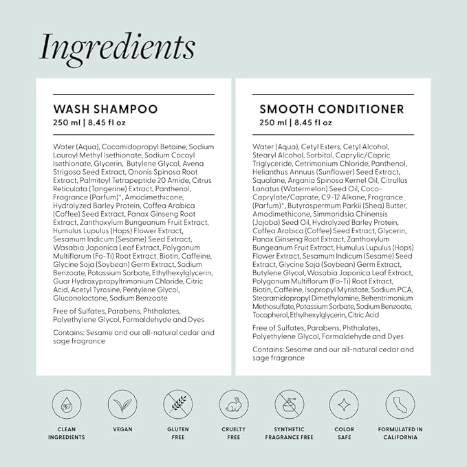 Arey Shower Duo | Daily Wash Shampoo and Smooth Conditioner Set | Delay + Reduce the Signs of Aging Grey Hair | Retain Moisture, Promote Smoothness | Vegan, Gluten-Free & Cruelty Free (2 Pack)