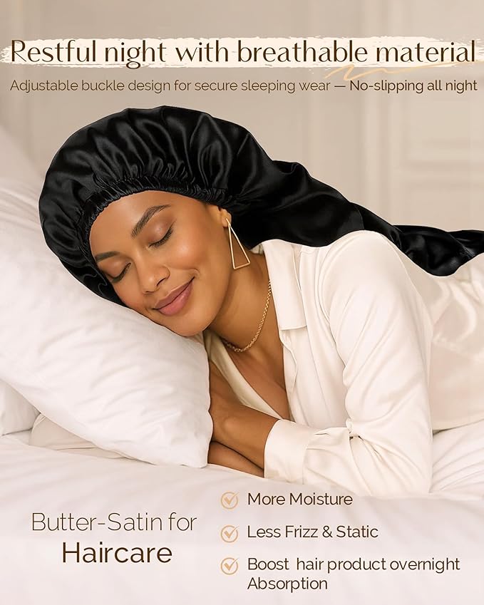 YANIBEST Long Bonnet Braid Bonnet for Sleeping Adjustable Satin Silk Bonnet for Braids Sleep Bonnet for Women Locs