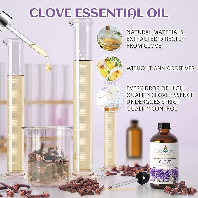 EVOKE OCCU Clove Oil for Teeth and Gums - Oral Care, Toothache Relief & Fresh Breath - DIY Mouthwash - 4 Fl Oz