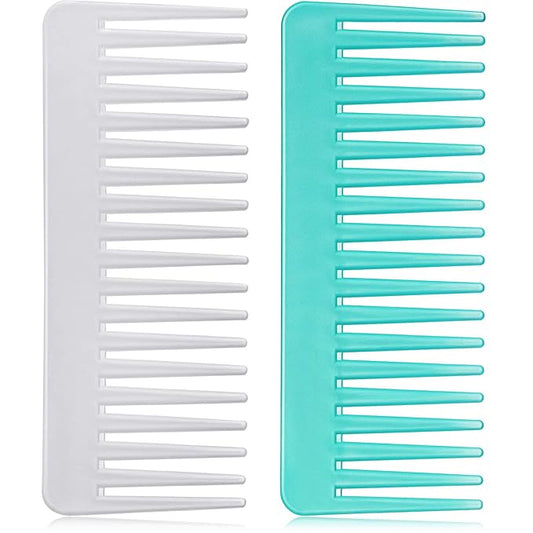Patelai Wide Tooth Comb Large Hair Detangling Comb for Curly, Wet Dry Hair, No Handle Detangler Accessories(White, Cyan)