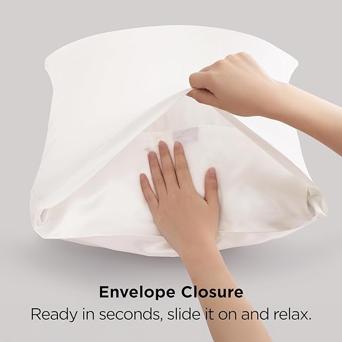 Bedsure King Size Satin Pillowcase Set of 2 - Ivory Silky Pillow Cases for Hair and Skin with Envelope Closure, Similar to Silk Pillow Cases, Gifts for Women Men, 20x36 Inches, 2pcs