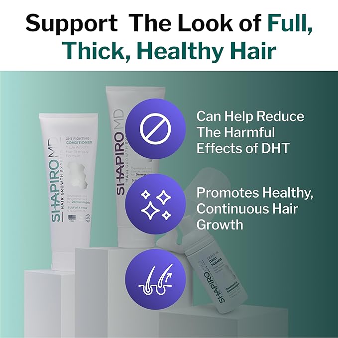 Shapiro MD Hair Growth Experts Natural Hair Kit for Thicker, Fuller, Healthier Looking Hair - Including Shampoo, Conditioner and Leave-In Daily Foam (1 Month Supply)