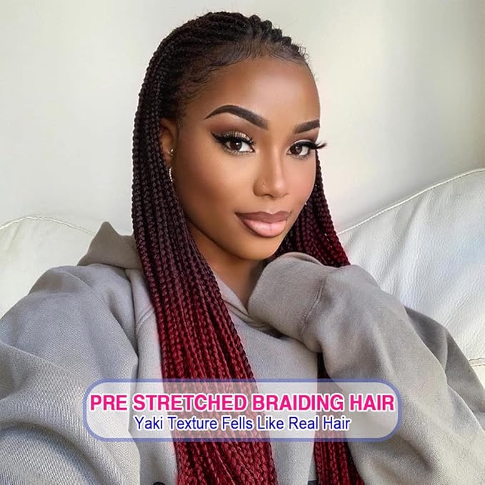 8 Pack Ombre Braiding Hair Pre Stretched - 30" 100G/Pack Premium Pre Stretched Braiding Hair Extensions, Professional Itch Free Hot Water Setting Perm Yaki Texture Prestretched Hair(1Bbug)