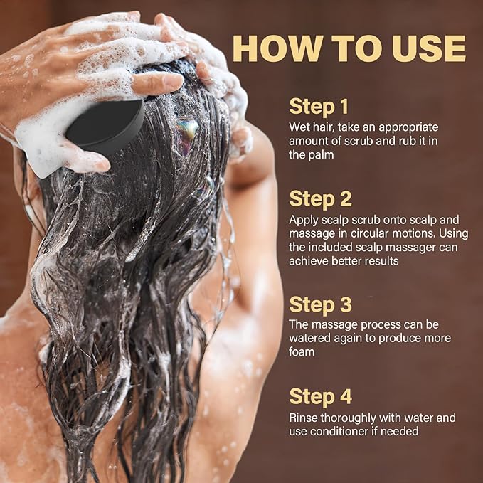 Scalp Scrub, 2-in-1 Scalp Exfoliator Clarifying Shampoo for Dandruff, Dry & Itchy Scalp Care, Batana Oil & Rosemary Scrub Scalp Treatment with Scalp Massager Promotes Hair Growth, 10.93 oz