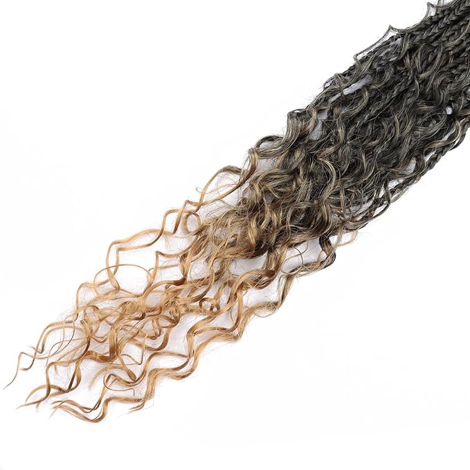 24 Inch Goddess Box Braids Crochet Hair Pre-looped 8 Packs Boho Box Braids Crochet Braids for Black Women Bohemian Box Braids Crochet Hair T27