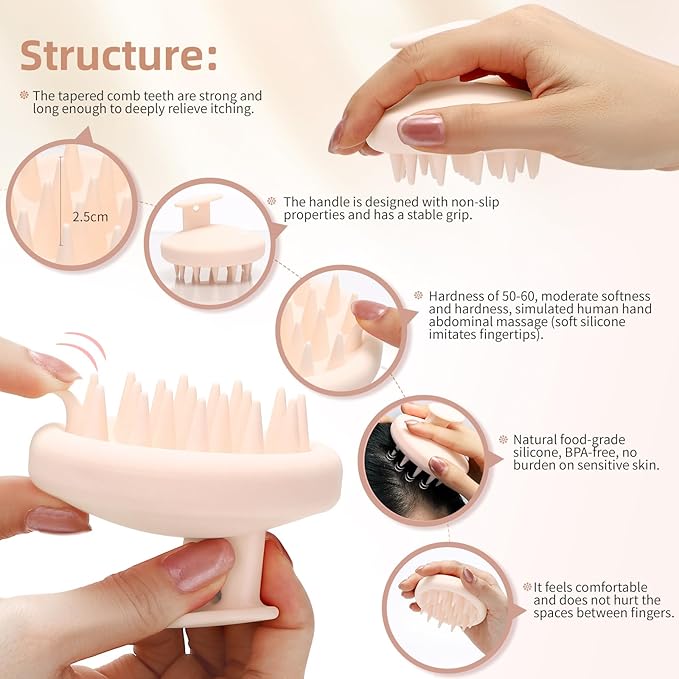 One-Piece Silicone Scalp Massage Brush, Scrubber With Soft Massager for Hair Growth, Deep Cleansing Relaxation, Durable, Gentle on Scalp, Wet Dry Hair Massage Tool