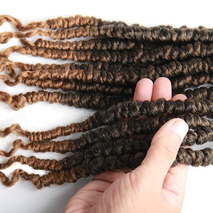 8 pcs/Pack Ombre Crochet Curly Wave Senegalese Twist Hair Extension For Women 12 Roots/Pcs Synthetic Fluffy 12 Inch Spring Twist Crochet Braiding Hair (12 Inch (Pack of 8),1B/27#)