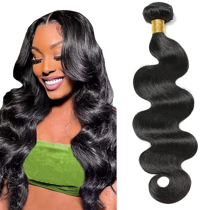 12A Human Hair Bundles Body Wave One Bundle 100% Unprocessed Brazilian Virgin Hair Bundles Double Weft Weave Body Wave Human Hair Natural Black Color (one bundle, 22)