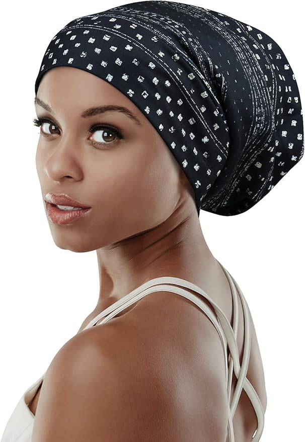 Adjustable Satin Lined Sleep Cap for Dreadlocks Curly Hair Large Head-Stay On Overnight