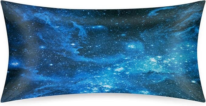 Galaxy Nebula Silky Satin Pillowcase for Hair & Skin, Bed Pillow Cases with Hidden Zipper Soft Breathable Pillow Covers for Sleeping King Size, 20x40in