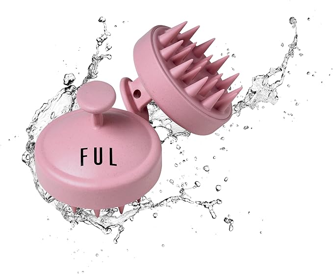 FUL Scalp Massager with Super Soft Silicone Brush for Hair Growth and Exfoliating Scalp, Ideal Scalp Massager Hair Growth Tool and Scalp Brush for Stimulating Hair and Cleansing (Pink)