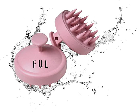 FUL Scalp Massager with Super Soft Silicone Brush for Hair Growth and Exfoliating Scalp, Ideal Scalp Massager Hair Growth Tool and Scalp Brush for Stimulating Hair and Cleansing (Pink)
