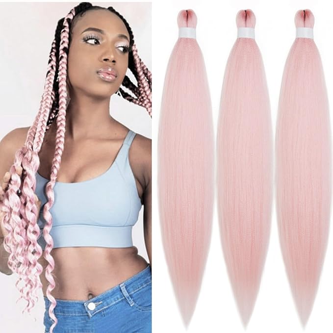 Rose Gold Braiding Hair Pre Stretched 30 inch Colored Hair Extensions for Braiding Pre Stretched Braiding Hair Kanekalo Box Braids Long Micro Knotless Prestretched Braiding Hair (Pack of 3)