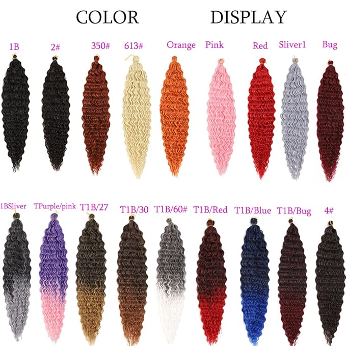 24 inch Ocean Wave Crochet Hair Deep Wave Twist Crochet Hair Extensions Curly Braiding Hair 3 packs(24 inch, Beige)