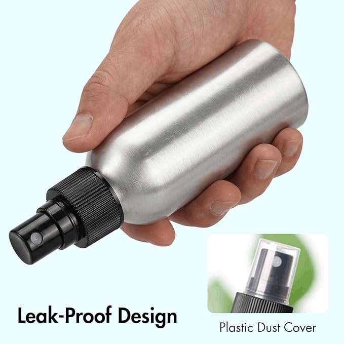 Youeon 12 Pack 4 Oz Fine Mist Spray Bottles, Reusable Aluminum Empty Spray Bottles, Small Refillable Bottle for Travel, Cosmetic, Perfume, Toner, Essential Oil Storage, Leak Proof