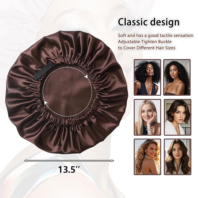 Silk Bonnet for Sleeping Women,Adjustable Satin Bonnet for Women Curly Natural Hair,Double Layer Anti Frizz Soft Sleep Cap.