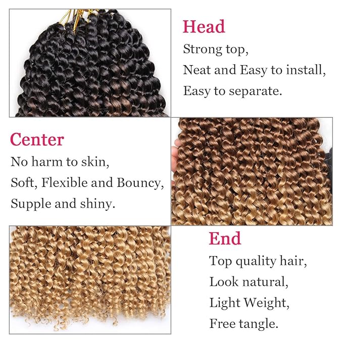 Leeven 18 Inch 3 Tones Water Wave Crochet Braids Hair for Butterfly Locs Passion Twist Crochet Hair Ombre Brown Passion Twists Braiding Hair 7 Packs Bohemian Braids Hair for Women 53#